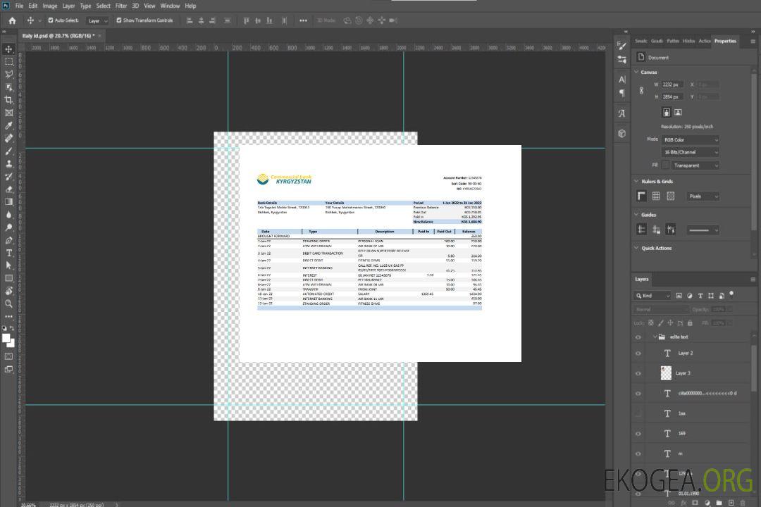 Relevé de la Banque commerciale du Kirghizistan template